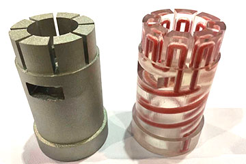 3D-printed injection mold insert (with conformal cooling channels)