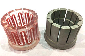 Metal 3D-printed injection mold insert (with conformal cooling channels)