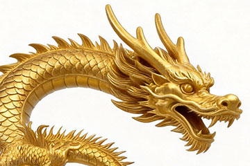 Custom golden 3D printed dragon by metal 3D printing