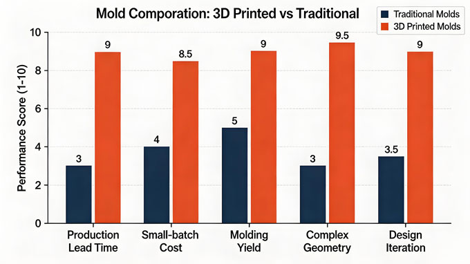 core advantages of 3d printed molds vs traditional molds