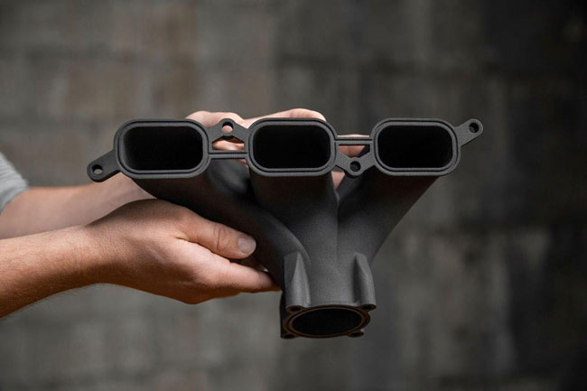SLS 3D printed glass fiber nylon intake manifold for racing cars, 1.9kg, courtesy of Yingpu Additive Manufacturing
