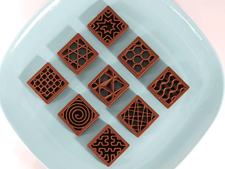 3D Printed Chocolates with different patterns