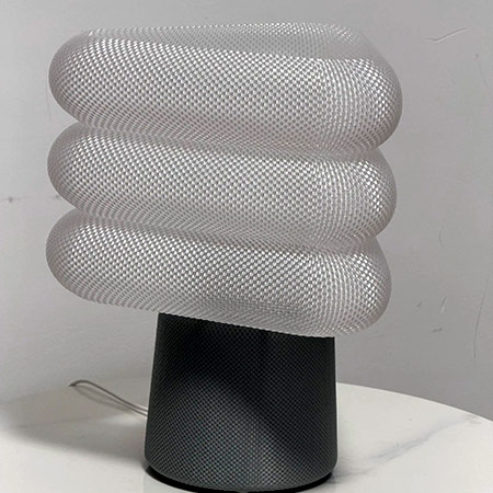 3D Printed Classic Table Lamp In White Color with a Bluetooth Speaker at the Base