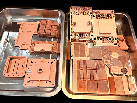SLM 3D printed pure copper & copper alloy liquid cold plates, TPMS lattice microchannel water cooling heatsink for AI GPU IGBT thermal management