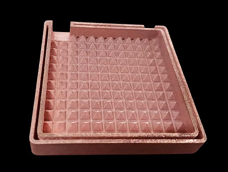 SLM 3D printed pure copper liquid cooling cavity with pyramid micro pin-fin structure, copper alloy cold plate for high heat flux cooling