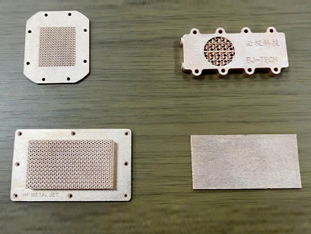 SLM 3D printed CuCrZr lattice cold plate sample collection with different mounting flanges
