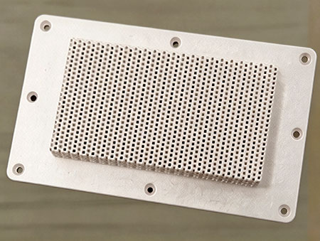 SLM 3D printed CuCrZr lattice honeycomb heat sink with rectangular mounting flange
